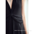 Women Casual Deep-V Collar Sleeveless Lady Dresses